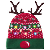 1 x RAW Customer Returns Belovecol Santa Claus LED Hat Knitted Hats Party Lighting Bobble Funny Men s Warm Novelty Unisex Christmas Hat Red - RRP €20.4