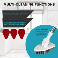 1 x RAW Customer Returns Shower, Bathtub and Tile Scrubber Cleaning Brush with Long Handle 116cm - 2 in 1 Scrubbing Brush, Extendable Floor Brush with 3 Sponges and 1 Stiff Bristles, Brush for Bathroom Green  - RRP €12.1