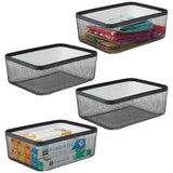 1 x RAW Customer Returns mDesign set of 4 all-purpose metal baskets storage basket for kitchen, pantry, bathroom etc. compact and universal wire basket black - RRP €64.24