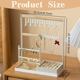 6 x Brand New QMAHA Wooden Earring Holder Organizer, 4 Tier Hanging Jewelry Display Stand Earring Holder with Base Necklace Holder for Women, Jewelery Holder for Earrings Necklaces Bracelets Rings - RRP €136.8