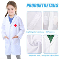 1 x RAW Customer Returns ATSGJLZN Children s Doctor s Coat, Children s Doctor s Suitcase with ID Card, Stethoscope, Children s Syringe, Doctor Role Play Accessories, Doctor Costume for Children from 3, 4, 5, 6, 7, 8 Years White  - RRP €14.99