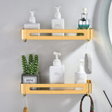 1 x RAW Customer Returns Shower shelf without drilling, shower shelf champagne gold bathroom organizer with hooks wall shelf for the bathroom shower basket, bathroom shelf for toilet washroom and shower room, aluminum bathroom shelf 2 pieces  - RRP €27.53