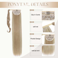 1 x Brand New Ponytail Hair Extensions Clip in Ponytail Braid Hairpiece Natural Ponytail Super Long 81cm Straight Sandy Blonde Bleach Blonde - RRP €16.18