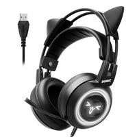 1 x RAW Customer Returns Somic Cat Gaming Headset with Virtual 7.1 and LED Light Surround Sound Headset with Noise Canceling Microphone for Computer PS4 Laptop Black USB Plug  - RRP €50.41