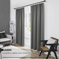 1 x RAW Customer Returns Deconovo blackout curtains, thermal curtains with ruffle tape, opaque thermal curtain, thermal curtain against cold, thermal curtain, heat protection, 290 x 140 cm height x width , light grey, set of 2 - RRP €44.62