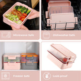 1 x RAW Customer Returns linoroso Lunch Box Adult Lunch Box with 3 Compartments Bento Box with Sauce Container and Crockery Lunch Box for Microwave and Dishwasher Plastic BPA Free - Pink - RRP €30.2