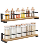 1 x RAW Customer Returns OROPY Pack of 2 Spice Racks Wall Mounted for Kitchen, Spice Holder Organizer Hanging Made of Pinewood, Kitchen Shelf Wall Wood for Cabinet Door, Anchor Herb Jars, Spice Jars - Pinewood, 40x9cm - RRP €25.32