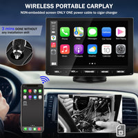 1 x RAW Customer Returns  IMPROVED URVOLAX Wireless Apple Carplay Android Auto, 7 Inch HD IPS Portable Touchscreen Carplay Display, Car Play Monitor Supports Bluetooth 5.0 AUX FM GPS Navi Airplay Mirror Link 12-24V - RRP €171.24