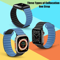 1 x RAW Customer Returns HITZEE Compatible with Apple Watch Strap 49mm 45mm 44mm 42mm 41mm 40mm 38mm, Double-Sided Silicone Magnetic Band Compatible for Apple Watch Ultra 2 Series 9 8 7 SE 6 5 4 44 45 49, Blue Black  - RRP €22.59