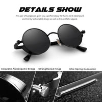 1 x RAW Customer Returns CGID E72 Polarized Men s Sunglasses Retro Steampunk Style Round Metal, 2 pieces - RRP €27.22