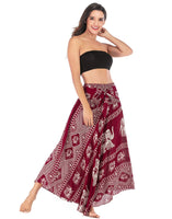 1 x Brand New Women s Maxi Skirt Bohemian One Size Long Skirt Floral Elastic Waist Adjustable Dress Summer Skirt Boho Floral Pattern Beach Skirt Large Hem Dance Skirt Belly Dance Bohemian Beach Dresses-Wine Red-C - RRP €34.99