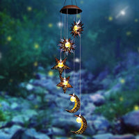 1 x RAW Customer Returns TRYMEURO Solar Wind Chimes with Sun Moon Star, Lanterns for Outdoor Warm LED Waterproof Hanging Garden Decoration Solar Lights for Decoration Gifts - RRP €30.24