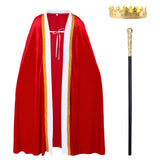 1 x RAW Customer Returns Alaiyaky King Costume for Adults Children, 3 Piece King Cloak Outfit with Crown King Scepter King Red Cape, Halloween Costume King Cape for Carnival Theme Party Christmas Children, L  - RRP €19.04