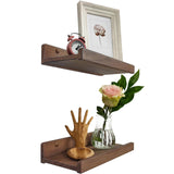 1 x RAW Customer Returns Handcrafted wall shelf 30cm, wooden wall shelf set of 2, hanging shelf wall bracket shelf board, modern floating shelf, narrow picture ledge for bathroom, living room, kitchen, bedroom walnut  - RRP €35.5