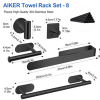 1 x RAW Customer Returns AIKER Bathroom Towel Holder, Accessory Set, 8PCS Adhesive, High Quality Thickened 304 Stainless Steel for Furniture or Wall Decor - RRP €27.07