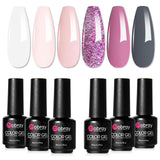 10 x Brand New Mobray UV Gel Nail Polish Set, 6 Colors White Pink Purple Gray Sequins Gel Nail Polish, Gel Polish Set Soak Off UV LED Shellac Nail Polish for Nail Salon DIY Home, 8ML - RRP €89.9