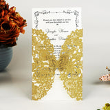 1 x RAW Customer Returns Hosmsua 20 x Gold Glitter Laser Cut Butterfly Lace Flora Wedding Invitations with Envelopes for Birthday, Wedding, Engagement, Wedding Invitation Cards 20pcs  - RRP €33.64