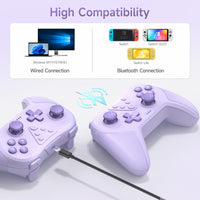 1 x RAW Customer Returns EasySMX Wireless Controller for Switch, Bluetooth Switch Controller, Controller Switch with 6-Axis Motion, Wake-up, Adjustable Turbo Dual Vibration Function-Purple - RRP €20.96