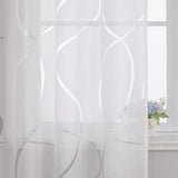 1 x RAW Customer Returns Delien curtains burnout transparent curtains with eyelets modern waves window curtains living room panel curtains eyelet curtains curtain with wave pattern 1 piece white, WxH 140x145cm - RRP €27.22