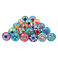 1 x RAW Customer Returns Ajuny Handmade Painted Ceramic Knobs Cabinet Door Drawer and Furniture Colorful Handles Hand Painted Kitchen Cupboard Glossy Surface Handles Pull Knob Multicolor, 20pcs - RRP €19.15