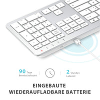 1 x RAW Customer Returns iClever Keyboard Mouse Set Wireless - Quiet Rechargeable Wireless Keyboard with Dust Film, QWERTZ German Layout for Windows, Mac OS and Chrome OS Systems, White and Silver - RRP €19.76