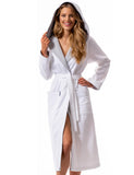 1 x RAW Customer Returns Morgenstern bathrobe for women made of cotton with hood in white cotton bathrobe calf-length terry cloth coat cotton size L Leonie - RRP €60.46