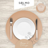 1 x RAW Customer Returns s lmo I Designer round placemat made of PU leather - Large selection of colours - Wipeable, heat-resistant I Placemat, children s placemat, set of 4 washable placemats Lilac Grey Silver  - RRP €18.13