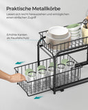 1 x RAW Customer Returns SONGMICS Kitchen Cabinet Organizer, Kitchen Shelf, Organization System, 2 Levels, Stackable, Expandable, with Metal Baskets, for Kitchen, Classic Black KCS017B01 - RRP €28.38