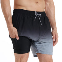 1 x RAW Customer Returns iCKER Swimming Trunks Men s Compression Liner 2 in 1 Swimming Shorts Board Shorts Quick-Drying Beach Shorts, Black, M - RRP €23.35