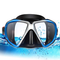 1 x RAW Customer Returns Adult Diving Goggles with Anti-Fog Snorkel Mask, Tempered Glass Swimming Mask and Nose Cover for Snorkeling and Swimming A-Blue  - RRP €27.17