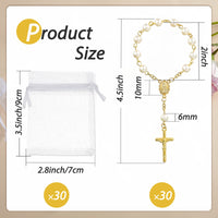 1 x RAW Customer Returns Junkin Pack of 30 Christening Rosary Rosaries Made of Acrylic Ivory Mini Finger Baptism Rosaries Artificial Pearls with Organza Bag for Baptisms Weddings Favors Gold  - RRP €25.2