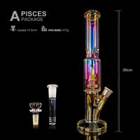 2 x Brand New REANICE Ice Bong Glass Water Percolator Bubblers Precooler 14.4mm 30cm 11.8inch Pisces Water Pipe Chillum Luminous Plating Bongs - RRP €60.96