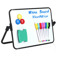 1 x RAW Customer Returns Whiteboard magnetic board, small double-sided whiteboard dry wipe, A4 format magnetic board magnetic board, with dry wipe pens, eraser, magnets, holder, 30x21cm - RRP €10.97