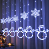 1 x RAW Customer Returns BLOOMWIN Snowmen Snowflakes Curtain Lights Cold White 3m, USB Christmas Lights Mood Lights Window Lighting Fairy Lights Curtain Bedroom Winter Christmas Birthday Decoration - RRP €22.99