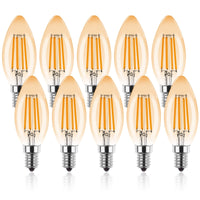 1 x RAW Customer Returns ProCrus E14 Dimmable Candle Shape LED, Dimmable 4W Candle LED Light Bulb, 2700K Warm White Vintage LED Candle Bulbs, Replaces 40 Watt, for Chandeliers, Amber, 10 Pieces Pack of 1  - RRP €23.16