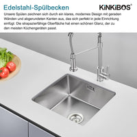 1 x RAW Customer Returns KINKIBOS stainless steel sink 45 x 45 cm, stainless steel sink, stainless steel sink with overflow without tap hole , kitchen sink 1 bowl square, kitchen sink for 50 cm base cabinet - RRP €106.88