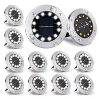 1 x RAW Customer Returns Nurkoo 12 pieces solar floor light outdoor, 12 LEDs solar lights 800 mAh disk lights with upgrade solar panel garden light solar lamp solar spotlight decoration for lawn, walkway, pool, terraces cold white  - RRP €39.99