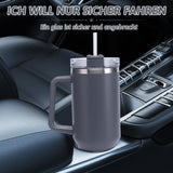 1 x RAW Customer Returns Double-walled stainless steel vacuum insulated cup 40oz 1200ml portable car cup tumbler with handle and straw coffee mug car cup travel mug thermal cup for cold hot drinks gray  - RRP €24.9