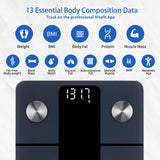 1 x RAW Customer Returns Vitafit body fat scale personal scale with APP 180kg, body analysis scale with Bluetooth, scale for people with body fat and muscle mass, BMI, protein, BMR, black - RRP €26.54