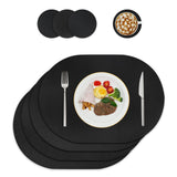 1 x RAW Customer Returns Placemats and coasters made of leather, washable placemats, washable placemats, table decoration, washable round placemats, place mats for kitchen dining table, set of 4 oval, black  - RRP €20.16