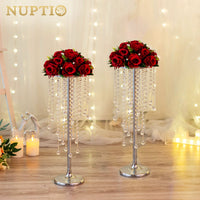 1 x RAW Customer Returns NUPTIO Wedding Centerpieces Silver Vase 10pcs 55cm Tall Crystal Flower Vases Metal Flower Stands for Party Tables Decoration Elegant Weddings Anniversary Chandelier Centerpiece Stands - RRP €215.98