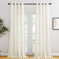 1 x RAW Customer Returns PONY DANCE linen look curtains living room curtains country house style eyelet curtain set of 2 H 240 x W 132 cm linen curtain semi-transparent balcony door curtain light beige - RRP €23.15