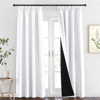 1 x RAW Customer Returns PONY DANCE White Curtains Opaque Gathering Tape Set of 2 H 245 x W 140 cm Opaque Curtains for Rail System Blackout Curtains White Heavy Curtain Cold Protection Thermal Curtains - RRP €54.95