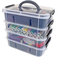 1 x RAW Customer Returns Bins Things Stacking Boxes Storage Box with Lid, 2 Compartments - Blue - Storage Box for Craft Accessories - Sorting Box for Beads - Art Material Organizer Boxes - Boxes Storage - RRP €31.51