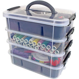 3 x RAW Customer Returns Bins Things stacking boxes storage box with lid, 2 compartments - blue - storage box for craft accessories - sorting box for beads - art material storage boxes - boxes storage - RRP €94.53