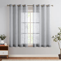 1 x Brand New TOPICK Curtain Voile Curtain Short With Eyelets Sheer Curtains Transparent Gauze Pair Eyelet Curtains for Living Room Bedroom Kitchen 175 cm x 140 cm HxW Set of 2 Grey - RRP €28.99