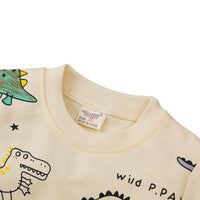 1 x RAW Customer Returns amropi Baby Boys Dinosaur Sweatshirts Long Sleeve and Jogging Pants Outfit Clothing Set Gray Black, 3-4 Years - RRP €27.6