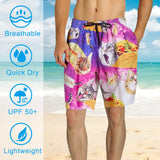 1 x RAW Customer Returns Loveternal Swim Shorts for Men 3D Quick Dry Pizza Cat Swim Trunks Funny Cool Hawaii Swim Trunks M - RRP €23.18