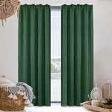 1 x RAW Customer Returns Deconovo curtains, blackout curtains with ruffle tape, sun protection, thick thermal curtain, cold protection, heat protection, 175 x 140 cm height x width , forest green, set of 2 - RRP €36.49