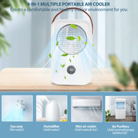 1 x RAW Customer Returns Mobile Air Conditioner 4-in-1 Mini Air Cooler, 4000mAh Battery Air Cooler Small Air Conditioner with 650ml Water Tank, Portable Evaporative Cooler White Personal Fan with 4 Fan Speeds - RRP €43.36